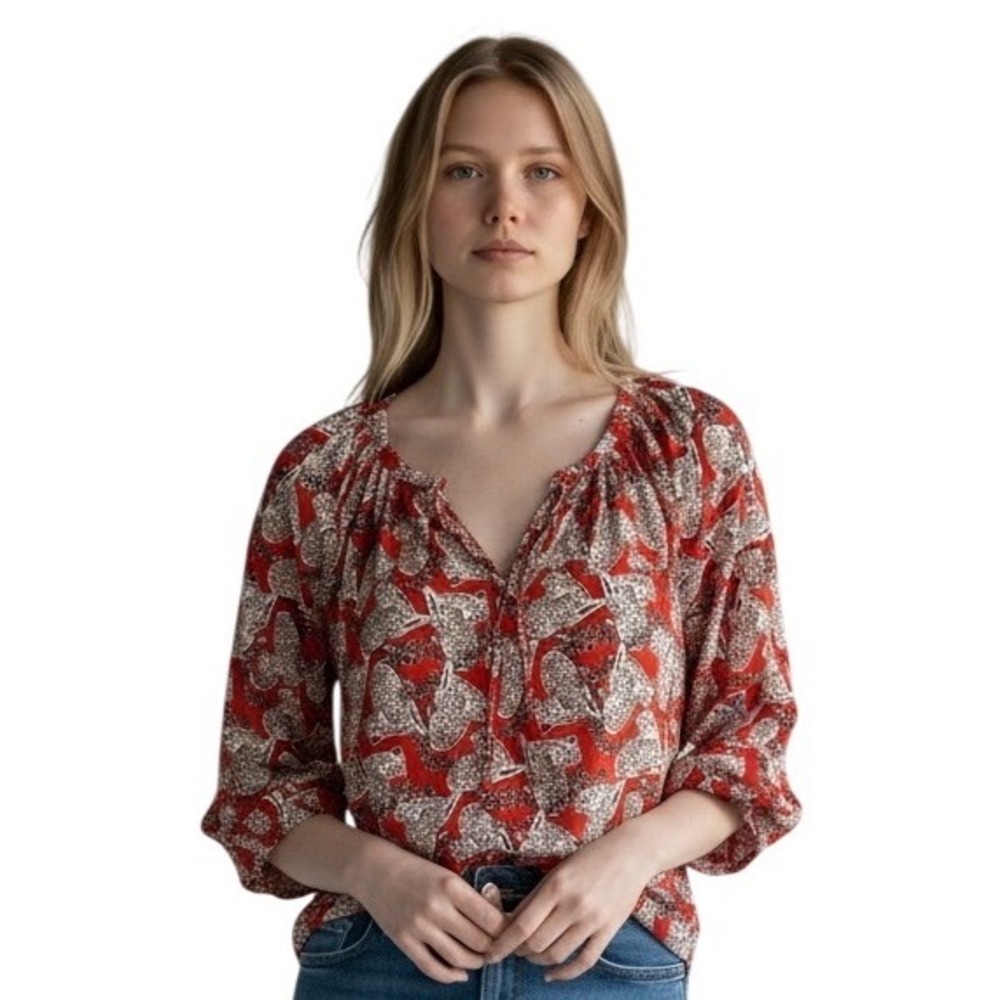 Crown & Ivy Peasant Blouse Size Medium‎ NWT